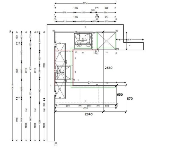 završeni projekt 9653675000, kuhinja po mjeri, model Granada TLOCRT