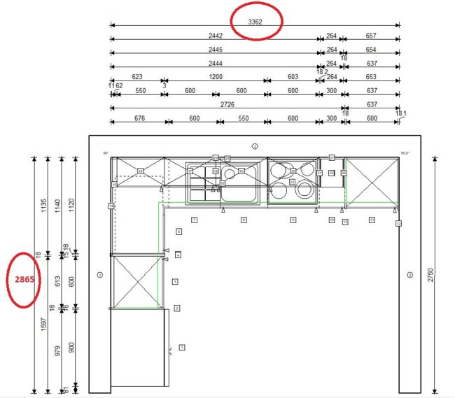 završeni projekt 9669379000, kuhinja Granada TLOCRT