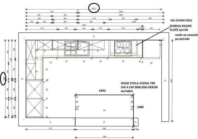 završeni projekt 9669377000, kuhinja Silbermond TLOCRT