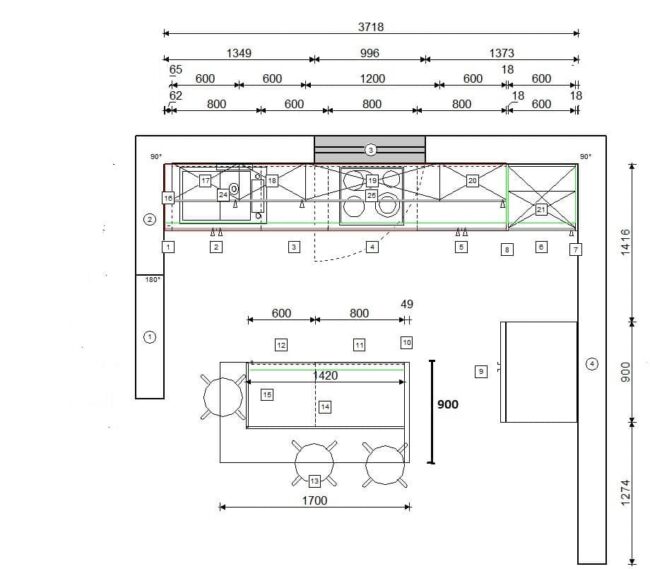 završeni projekt 9671347000, kuhinja Granada TLOCRT