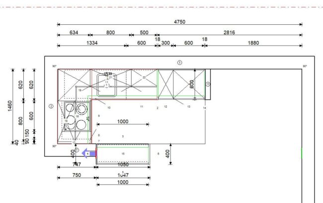 završeni projekt 0610351000, kuhinja Granada TLOCRT