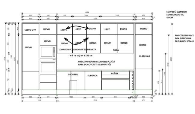 Kuhinja po mjeri Silbermond Lionga projekt 0614860000 NACRT_01