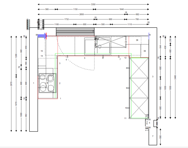 završeni projekt 8665456000, kuhinja po mjeri, model Living TLOCRT