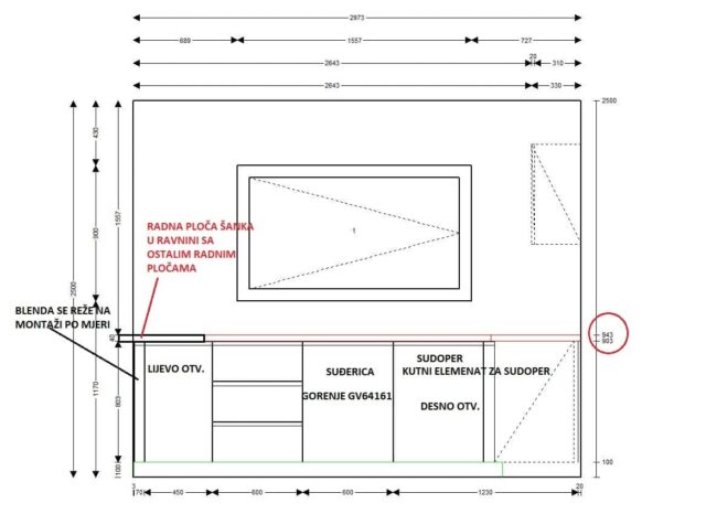 završeni projekt 9612348000, kuhinja po mjeri, model Granada ZID01