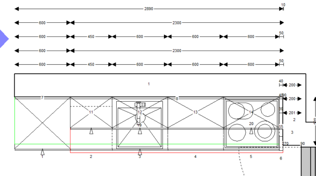 završeni projekt 9616356000, kuhinja po mjeri, model Living TLOCRT