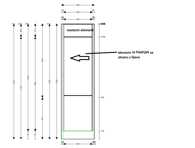 završeni projekt 9628995000, kuhinja po mjeri, model Silbermond ZID03
