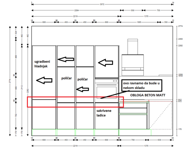 završeni projekt 9629244000, kuhinja po mjeri, model Silbermond ZID01