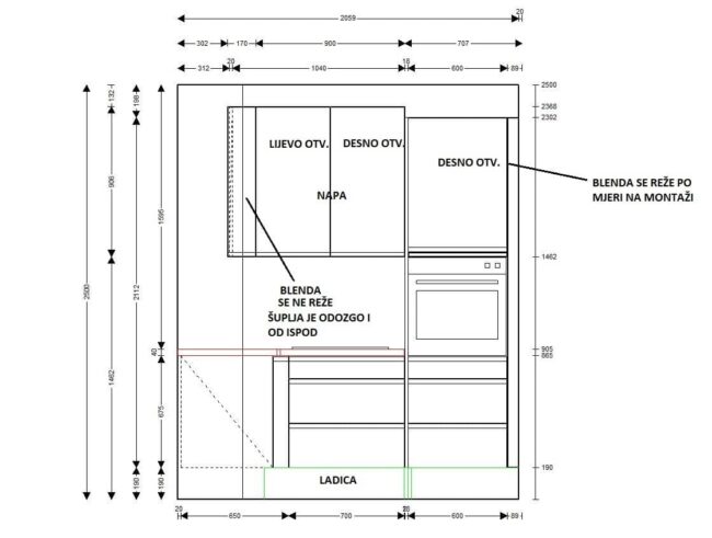 završeni projekt 9629597000, kuhinja po mjeri, model Granada