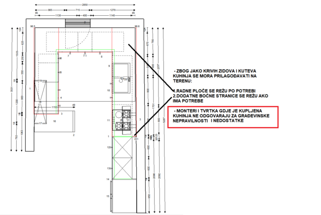 završeni projekt 9639395000, kuhinja po mjeri, model Living TLOCRT