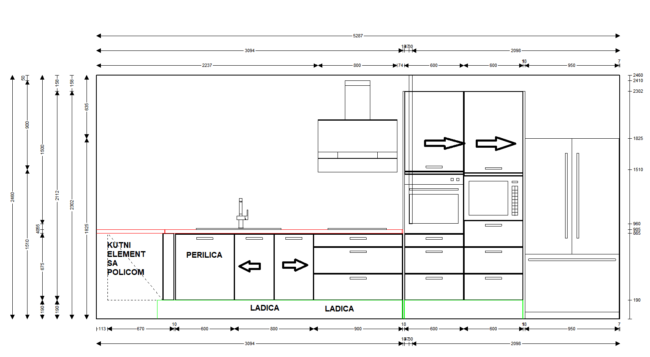završeni projekt 9639395000, kuhinja po mjeri, model Living ZID03