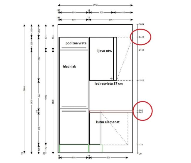 završeni projekt 9645434000, kuhinja po mjeri, model LaCorte ZID01