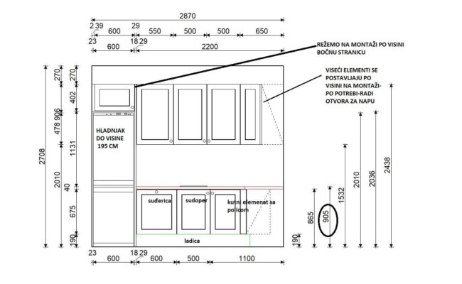 završeni projekt 9660225000, kuhinja po mjeri, model Classico ZID01