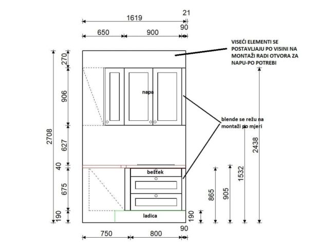 završeni projekt 9660225000, kuhinja po mjeri, model Classico ZID02