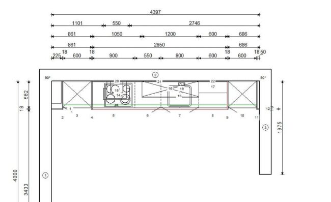 završeni projekt 0620036000, kuhinja po mjeri, model Toplux TLOCRT