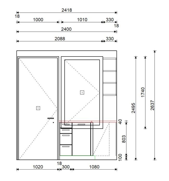 Kuhinja po mjeri Living projekt 9670171000 NACRT_02